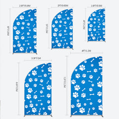 Lofaris Blue and White Dog Paw Prints Bones Half Moon Arch Backdrop, Pet Theme Birthday Party Decor