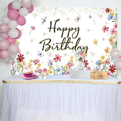 Spring Colorful Floral Backdrop For Birthday Party