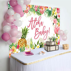 Aloha Baby Floral Gender Reveal Backdrop For Girl