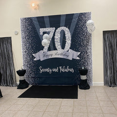 Lofaris Custom Matte Vinyl Party Backdrop with Photo Text