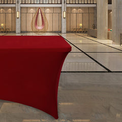 Lofaris Burgundy Fitted Spandex Rectangle Banquet Table Cover