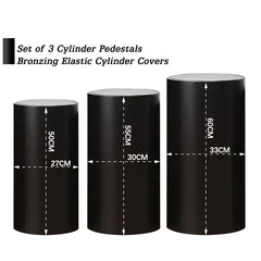 Black Bling Solid Color Stretchy Cloth Cylinder Cover For Decor