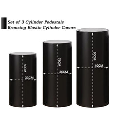 Black Bling Solid Color Stretchy Cloth Cylinder Cover For Decor