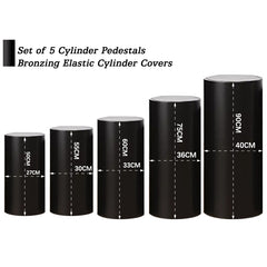 Black Bling Solid Color Stretchy Cloth Cylinder Cover For Decor