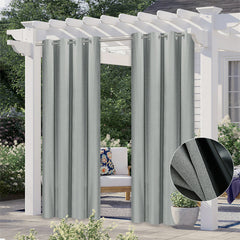 (7 Day Delivery) Grey Waterproof Grommet Top Outdoor Curtains for Front Porch