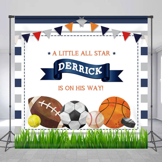 Lofaris A Little All Star Sports Custom Baby Shower Backdrop