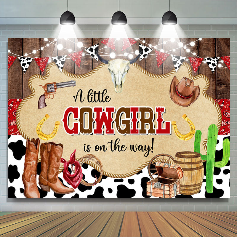 Lofaris A Little Cowgirl Is On The Way Baby Shower Backdrop