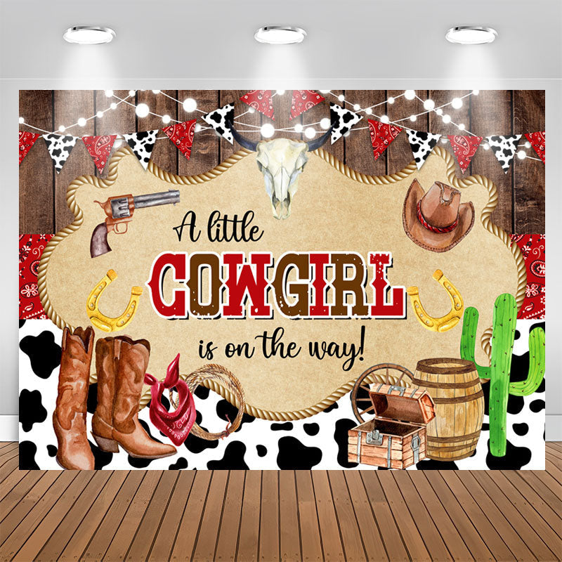 Lofaris A Little Cowgirl Is On The Way Baby Shower Backdrop