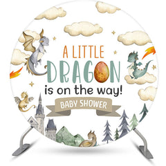 Lofaris A Little Dragon Castle Round Baby Shower Backdrop