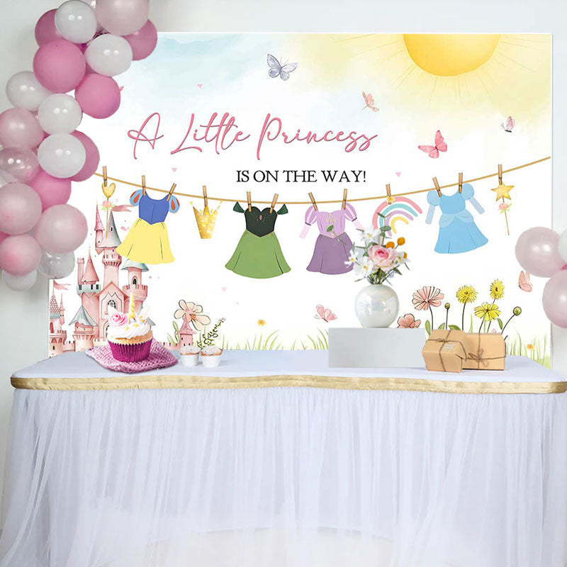 Lofaris A Little Princess Castle Floral Baby Shower Backdrop