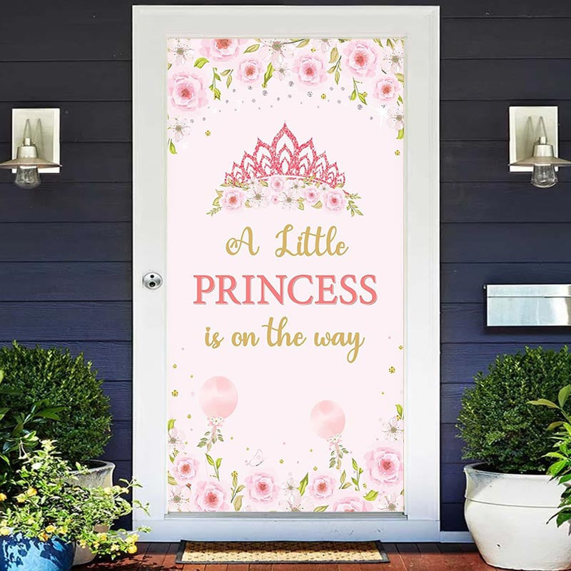 Lofaris A Little Princess Pink Floral Baby Shower Door Cover