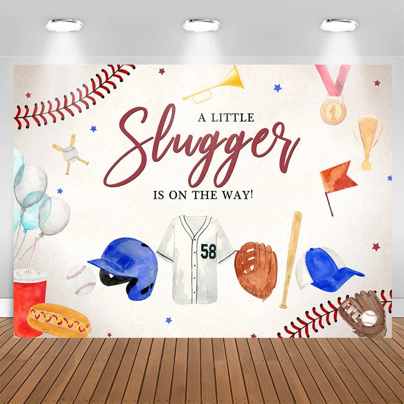 Lofaris A Little Slugger Is On The Way Baby Shower Backdrop