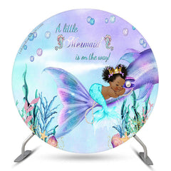 Lofaris A Mermaid Is On The Way Baby Shower Round Backdrop