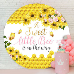 Lofaris A Sweet Bee Is On The Way Round Baby Shower Backdrop