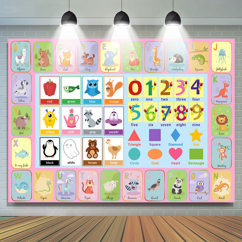 Lofaris ABC Alphabet Cute Animal Kids Educational Backdrop