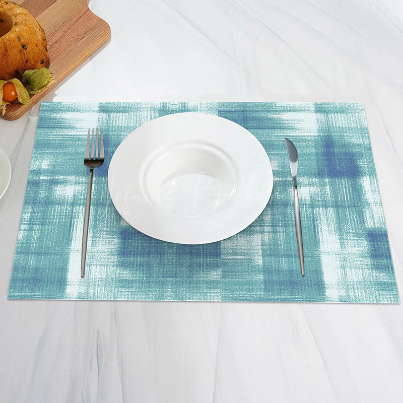 Lofaris Abstract Art Deco Cyan Blue White Set Of 4 Placemats