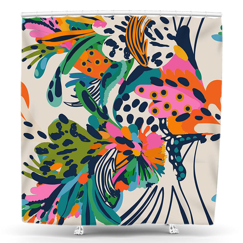 Lofaris Abstract Colors Oil Paint Beige Boho Shower Curtain