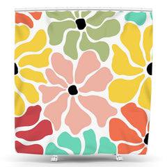 Lofaris Abstract Floral Colors Simple Boho Shower Curtain