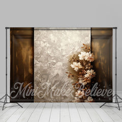 Lofaris Abstract Flowers Gray Brown Retro Wall Backdrop