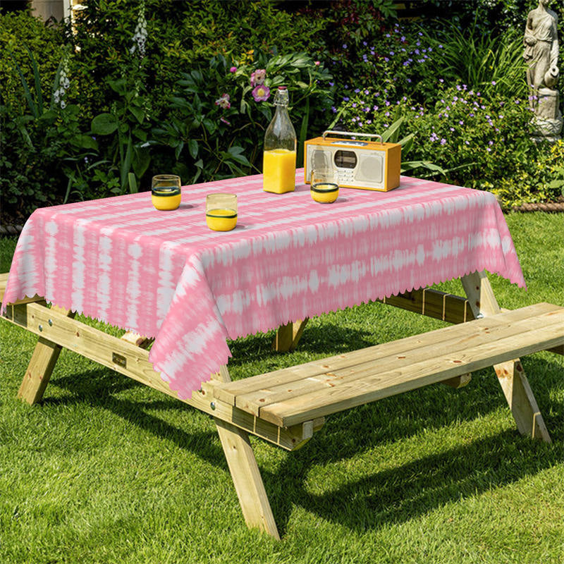 Lofaris Abstract Pink White Stripe Tablecloth For Kitchen