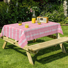 Lofaris Abstract Pink White Stripe Tablecloth For Kitchen