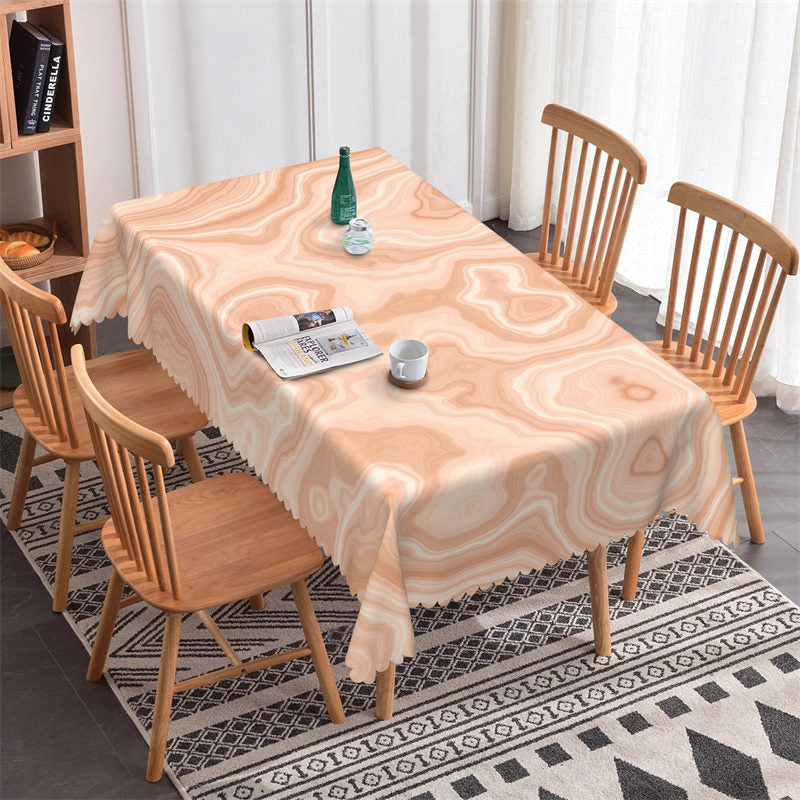 Lofaris Abstract Wave Beige Decorative Rectangle Tablecloth