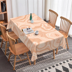 Lofaris Abstract Wave Beige Decorative Rectangle Tablecloth