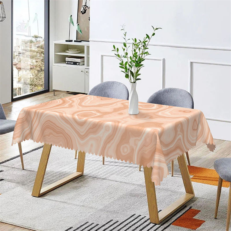 Lofaris Abstract Wave Beige Decorative Rectangle Tablecloth