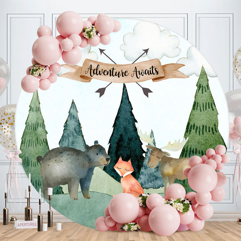 Lofaris Adventure Awaits Safari Round Baby Shower Backdrop