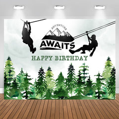 Lofaris Adventure Awaits Watercolor Forest Birthday Backdrop