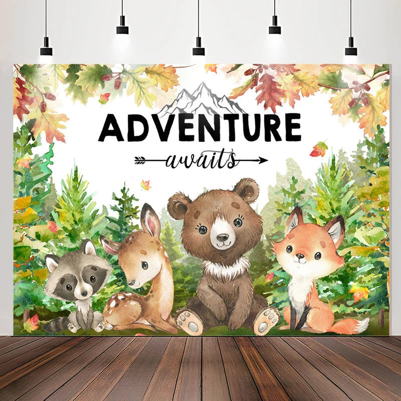 Lofaris Adventure Awaits Wild Animals Baby Shower Backdrop
