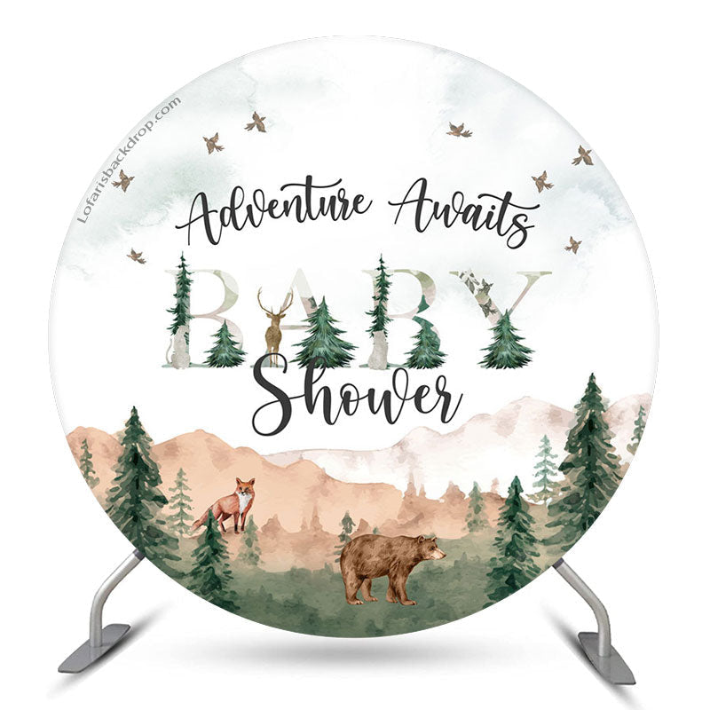 Lofaris Adventure Awaits Wild Round Baby Shower Backdrop