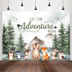 Lofaris Adventure Begin Forest Animals Baby Shower Backdrop
