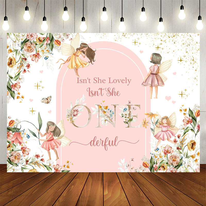 Lofaris Aech Pink Poison Ivy Flowers 1st Birthday Backdrop