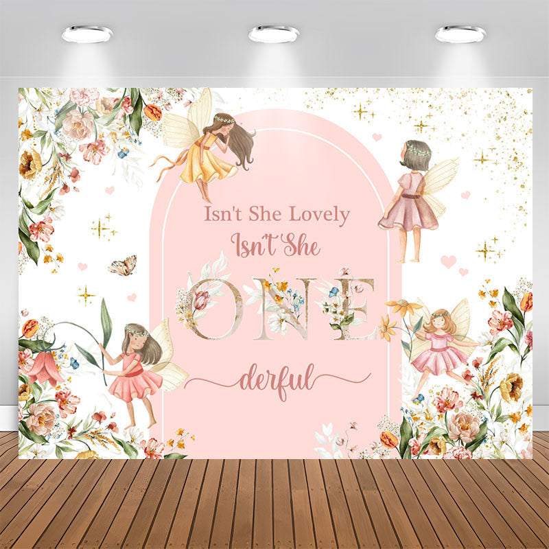 Lofaris Aech Pink Poison Ivy Flowers 1st Birthday Backdrop