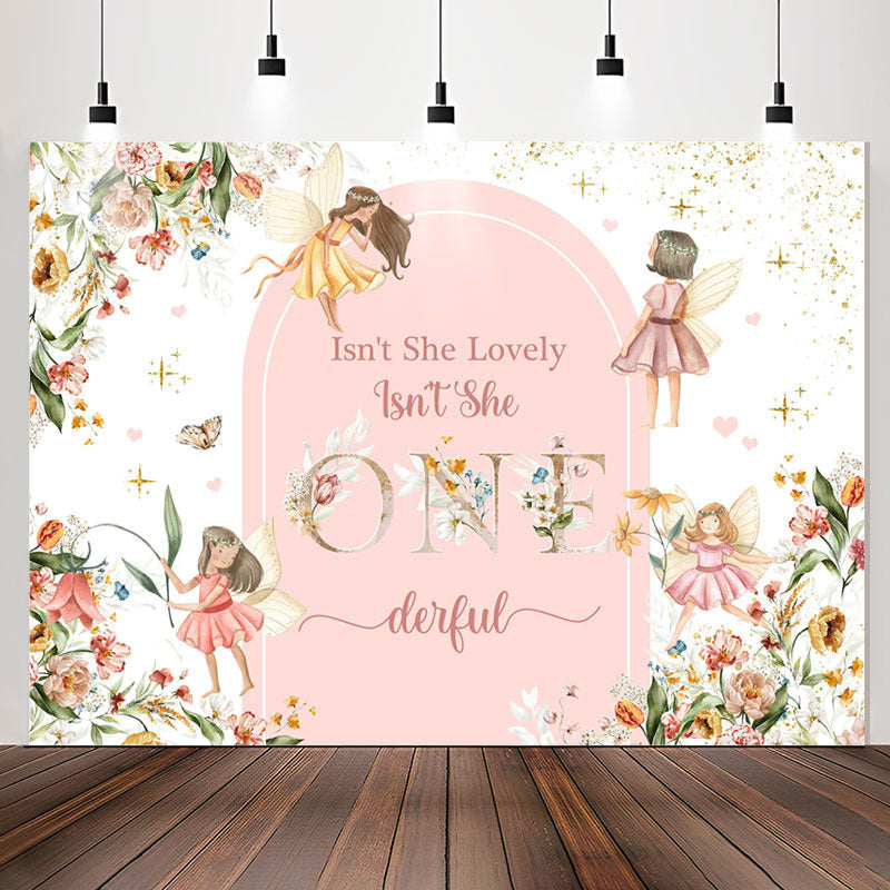 Lofaris Aech Pink Poison Ivy Flowers 1st Birthday Backdrop