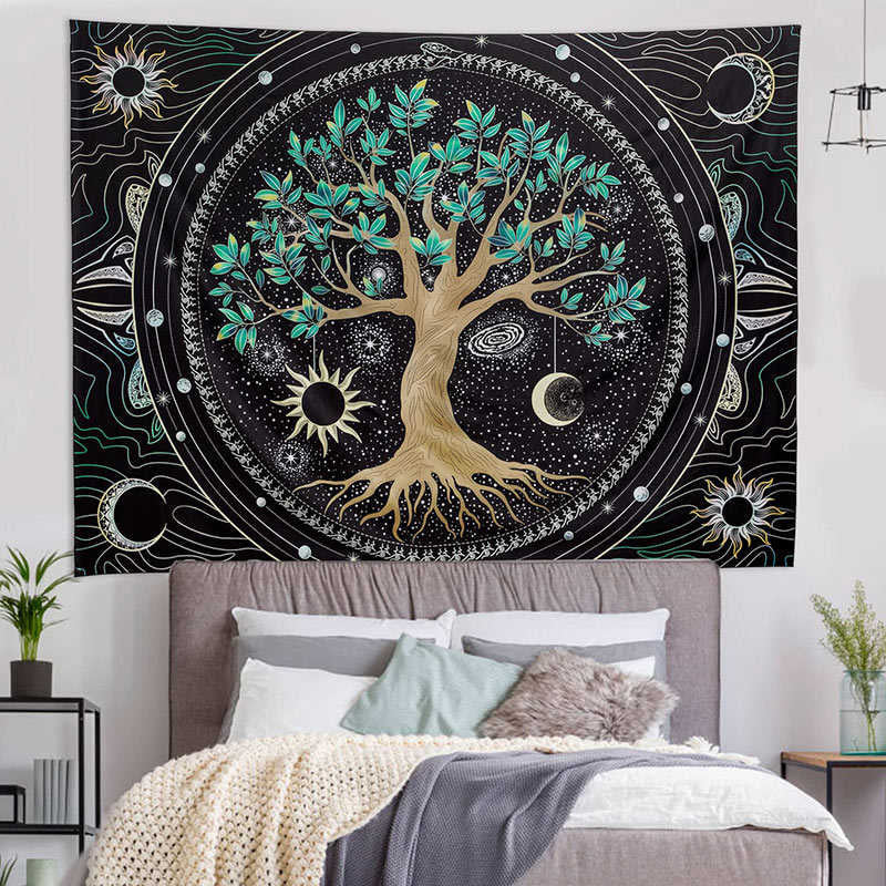 Lofaris Aesthetic Life Tree Moon Sun Star Galaxy Tapestry