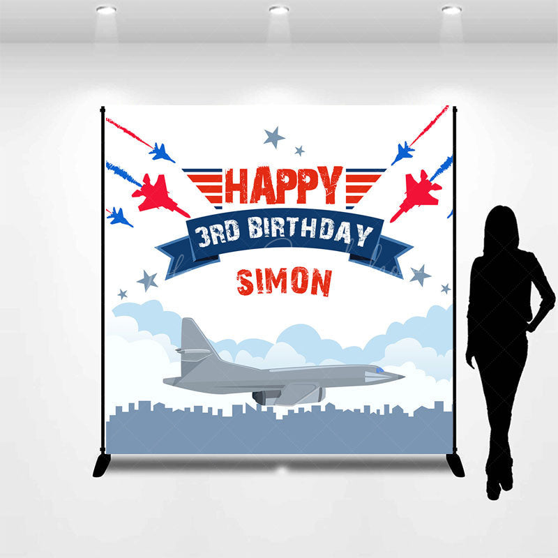 Lofaris Air Show Plane City Custom 3rd Birthday Backdrop