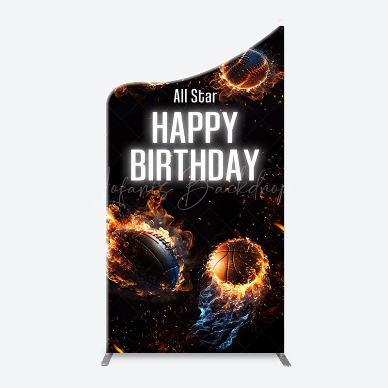 Lofaris All Star Balls Fire Sports Arch Birthday Backdrop