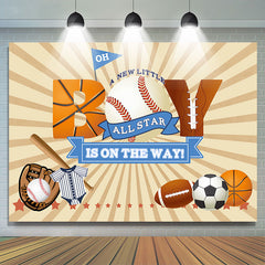Lofaris All Star Sports Balls Baby Shower Backdrop For Boy