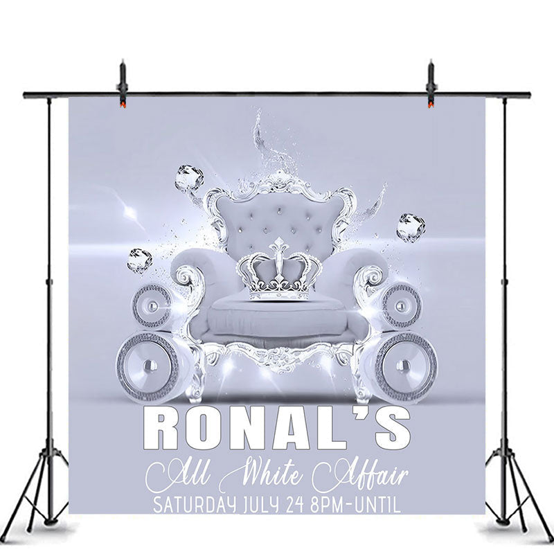 Lofaris All White Affair Sofa Crown Custom Party Backdrop