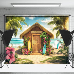 Lofaris Aloha Floral Holiday Cabin Summer Sky Beach Backdrop