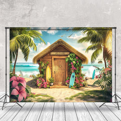 Lofaris Aloha Floral Holiday Cabin Summer Sky Beach Backdrop