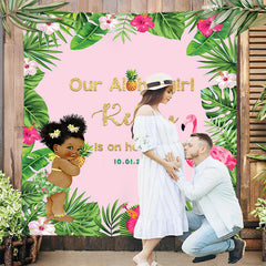 Lofaris Aloha Monstera Flamingo Custom Baby Shower Backdrop