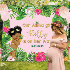 Lofaris Aloha Monstera Flamingo Custom Baby Shower Backdrop