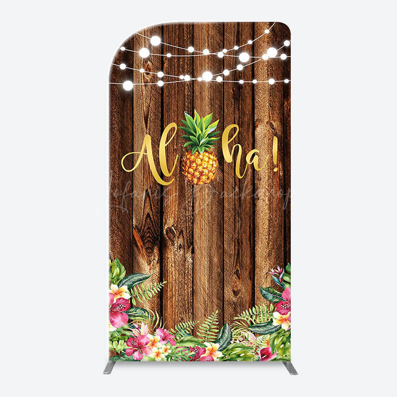 Lofaris Aloha Pineapple Brown Wooden Arch Summer Backdrop