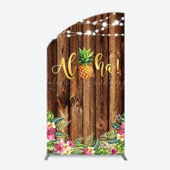 Lofaris Aloha Pineapple Brown Wooden Arch Summer Backdrop
