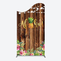 Lofaris Aloha Pineapple Brown Wooden Arch Summer Backdrop