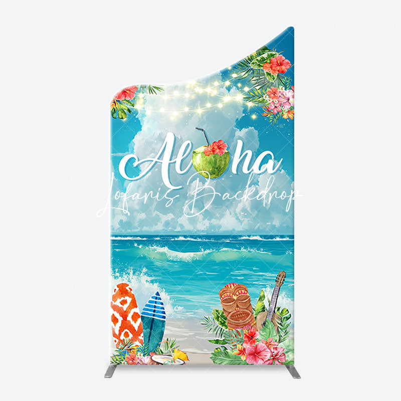 Lofaris Aloha White Cloud Sky Floral Arch Summer Backdrop