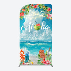 Lofaris Aloha White Cloud Sky Floral Arch Summer Backdrop